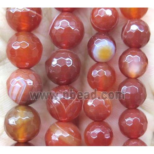 red stripe agate beads, faceted round