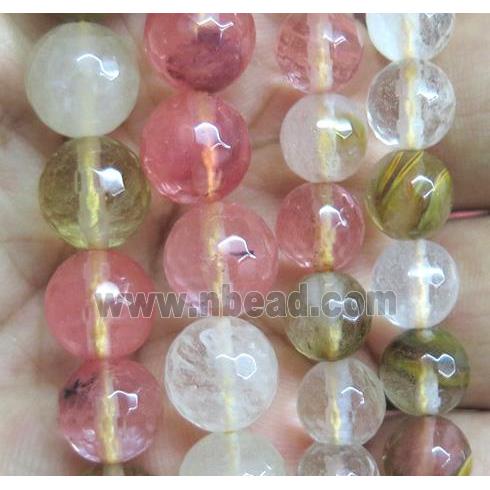 watermelon quartz beads, faceted round