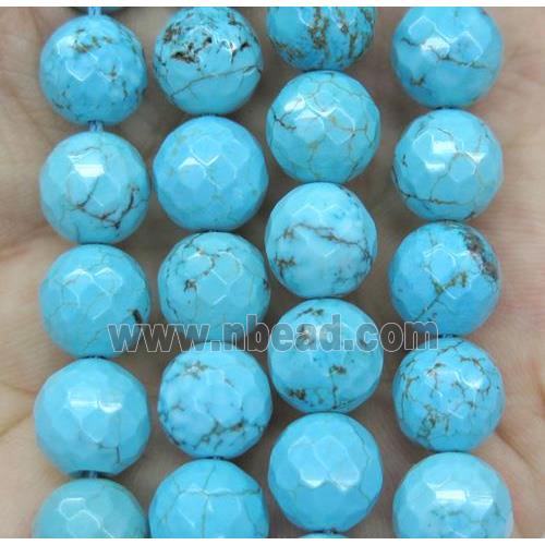 blue turquoise beads, faceted round