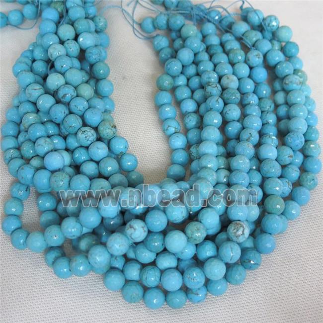 blue turquoise beads, faceted round