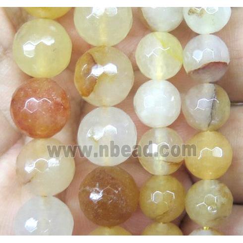 Yellow Jade Beads, faceted round