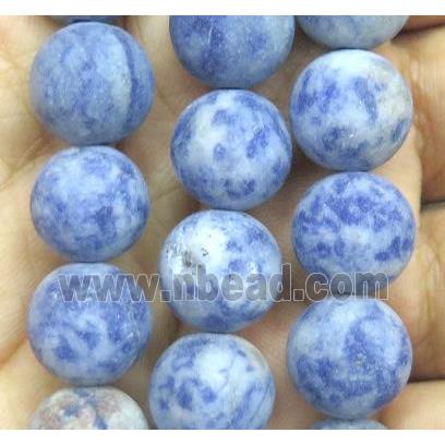 round matte blue spotted dalmatian jasper beads