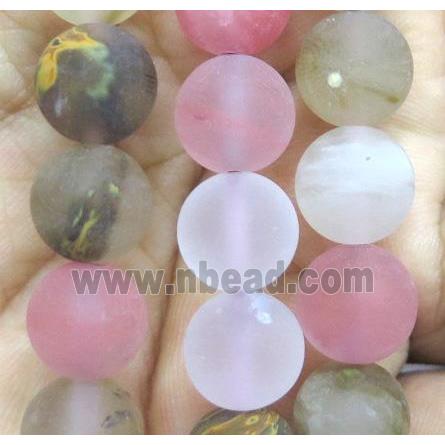 matte round watermelon quartz beads