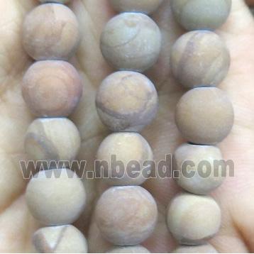 round matte Wooden Lace Jasper beads