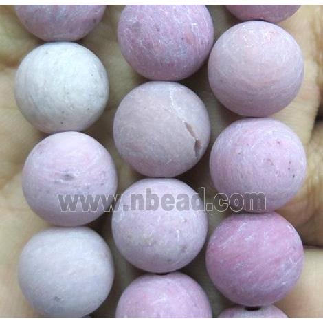pink Wood Lace Jasper Beads, round, matte