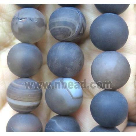 round matte Coffee Stripe Agate Beads
