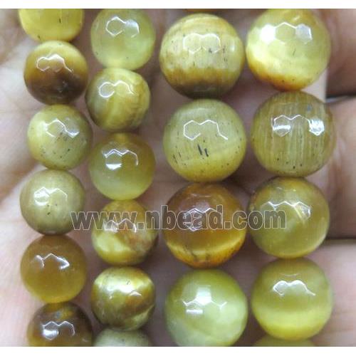 faceted round Gold Tiger eye stone beads