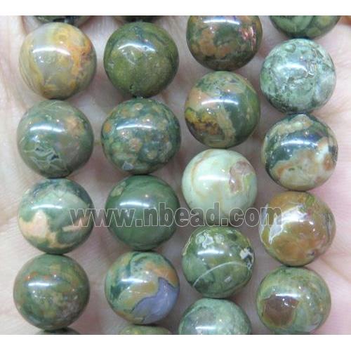 green Rhyolite beads, round