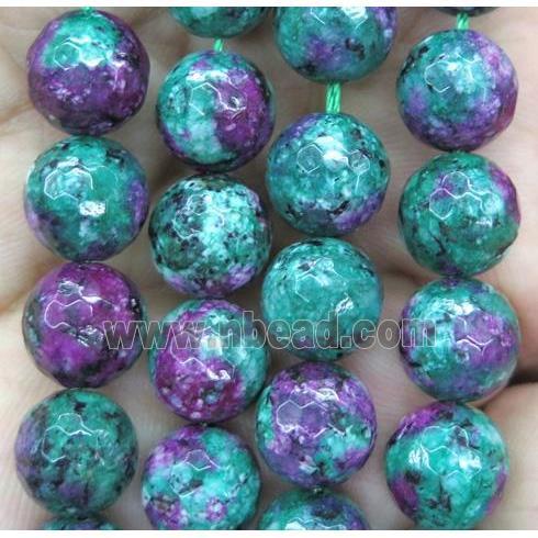 ruby zoisite bead, faceted round, dye