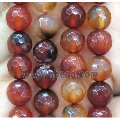 red Fancy Agate beads, faceted round