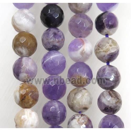 Dogtooth Amethyst bead, faceted round, purple