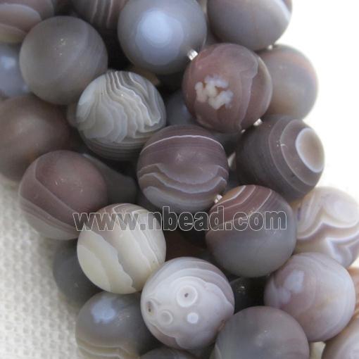natural round matte Botswana Agate beads, gray