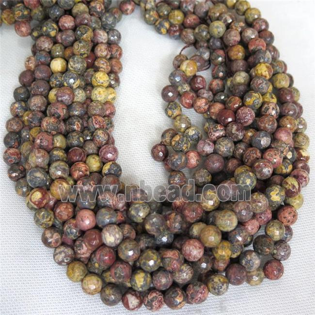 faceted round Red LeopardSkin Jasper beads