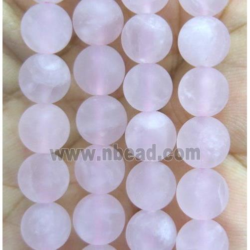 matte round Rose Quartz beads, pink