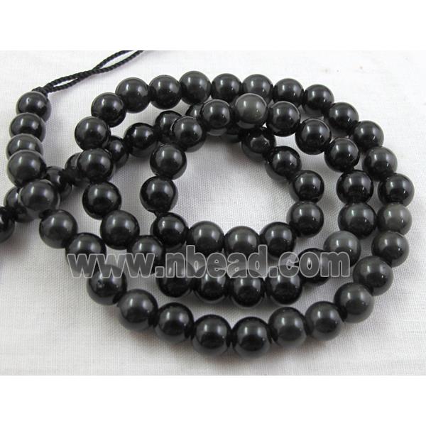 round black Obsidian Stone bead, AA Grade