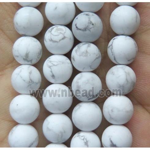 matte round white turquoise howlite beads