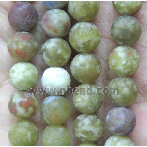 round matte Green Serpentine Jasper Beads