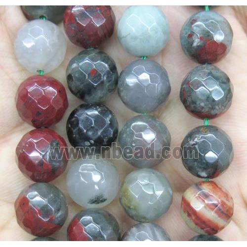 African Bloodstone jasper beads, faceted round 