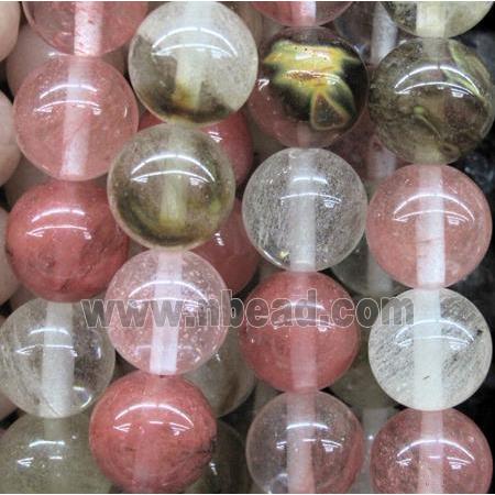 watermelon quartz beads, round