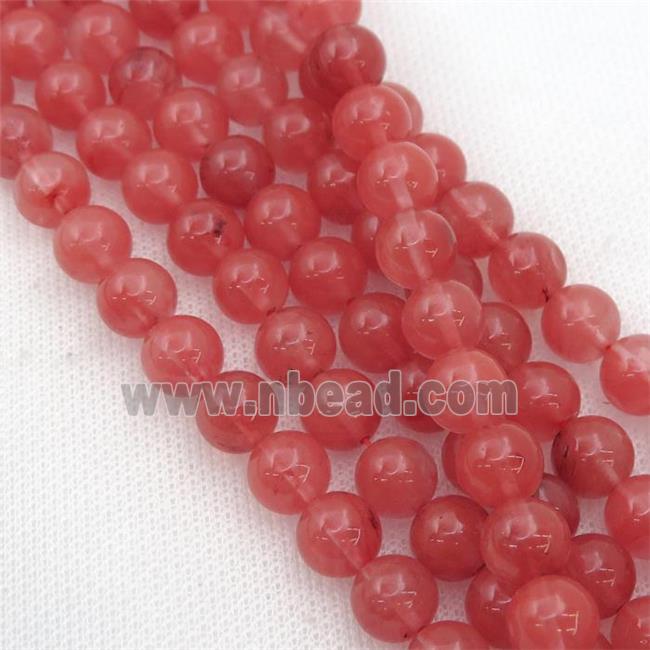 round pink watermelon quartz beads