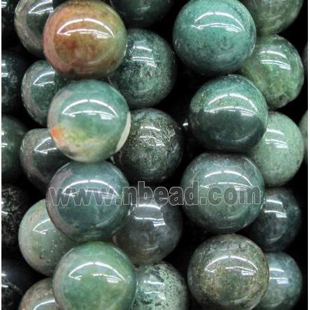 Round Green Moss Agate Beads