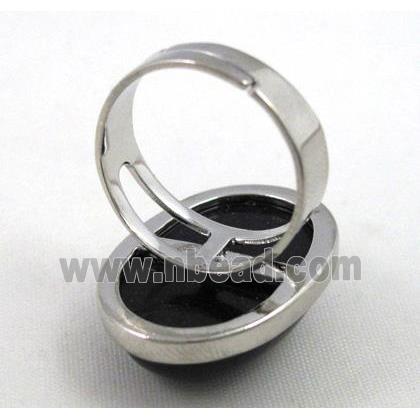 Blue SandStone ring, adjustable, copper, platinum plated