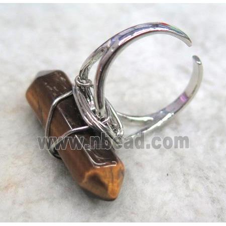tiger eye stone ring, wire wrapped
