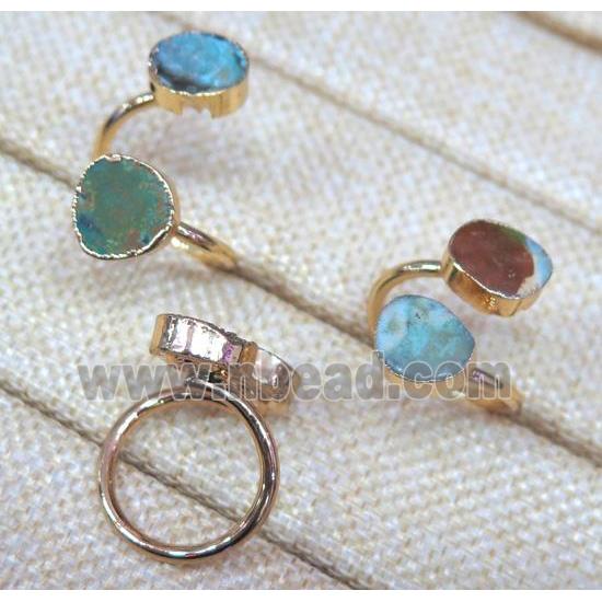 Turquoise Ring, copper, gold plated