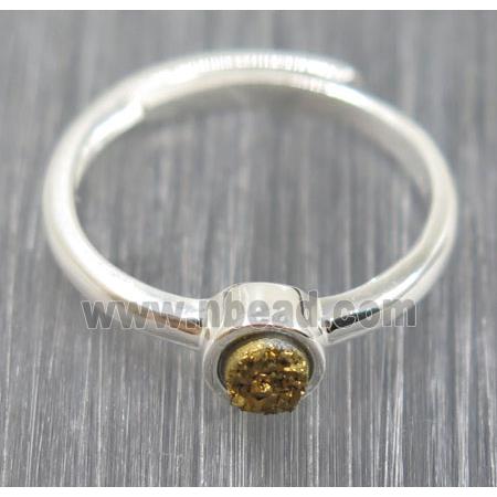 gold druzy quartz copper ring