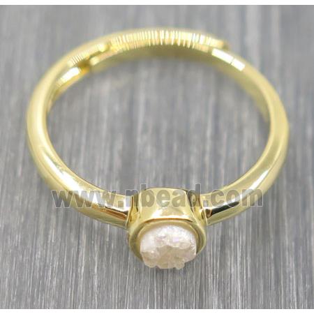 white druzy quartz copper ring
