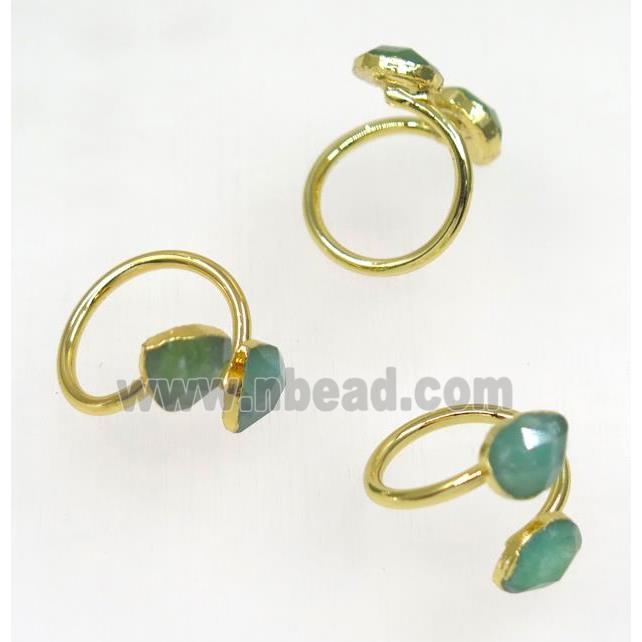 green Australian Chrysoprase ring, gold plated