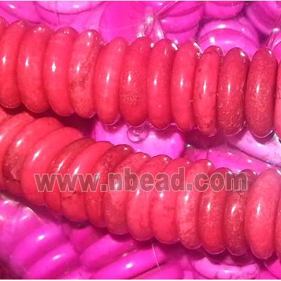 red synthetic Turquoise disc beads