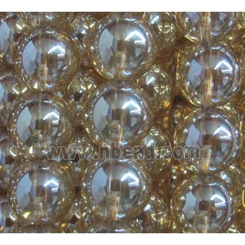 crystal clear quartz bead, round, electroplated