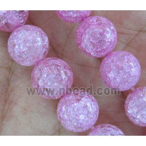 round pink Crackle Crystal beads