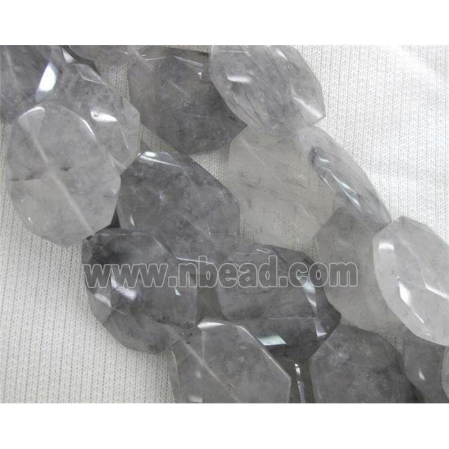 natural cloudy quartz beads, faceted freeform