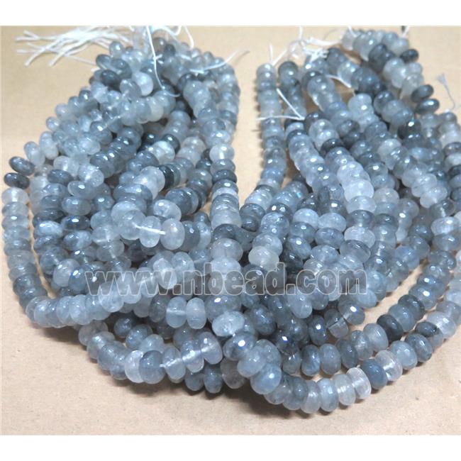 natural cloudy quartz beads, faceted rondelle