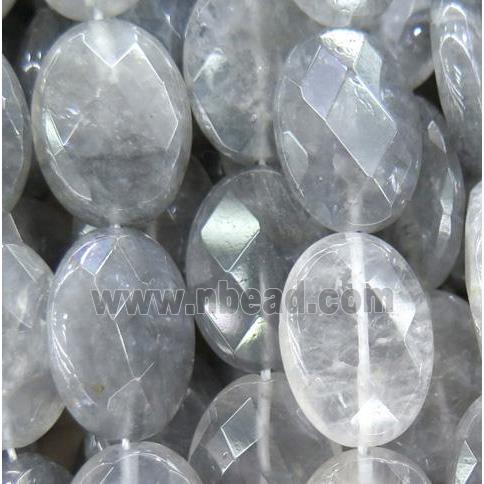 natural cloudy quartz beads, faceted oval