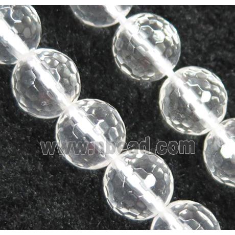 natural clear quartz beads, faceted round, Grade-A