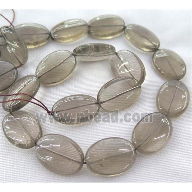 smoky quartz beads, oval