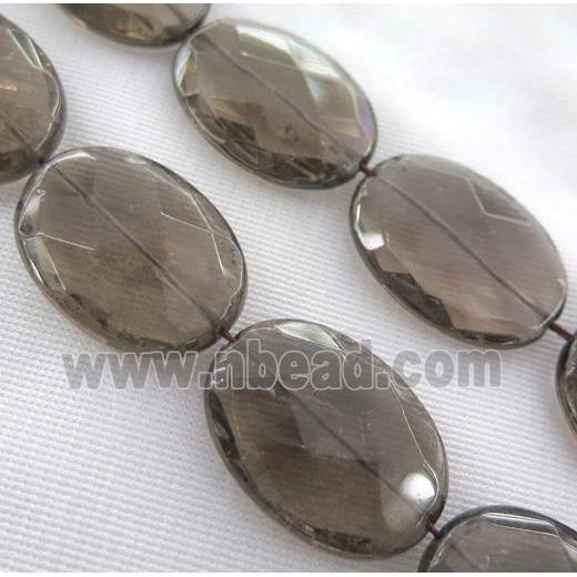 Smoky Quartz Beads, faceted oval