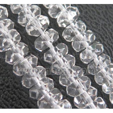 clear quartz beads, faceted rondelle
