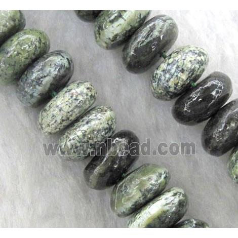 green Silver-line Jasper Beads, rondelle