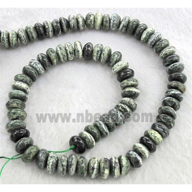 green Silver-line Jasper Beads, rondelle