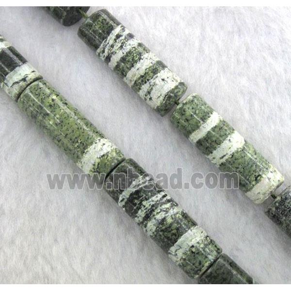 Green Silver-line Jasper Beads, tube