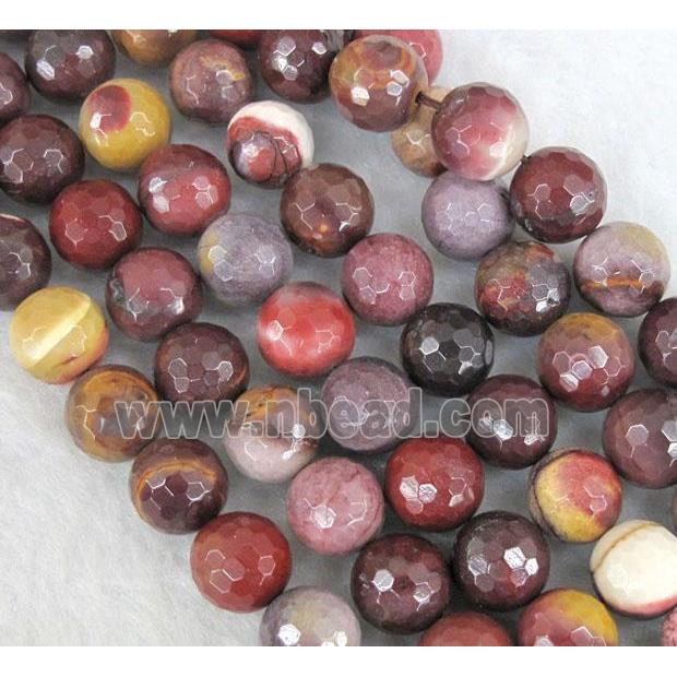 faceted round Mookaite beads, grade AA