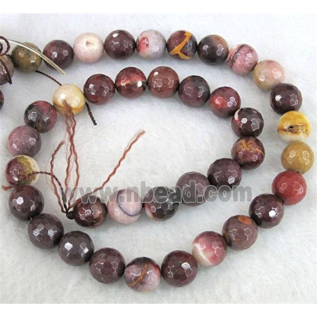 faceted round Mookaite beads, grade AA