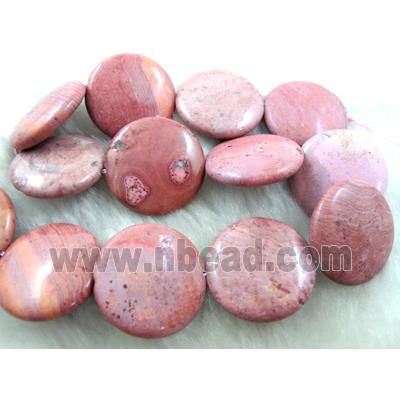 barzil Rhodonite Beads, flat-round gemstone