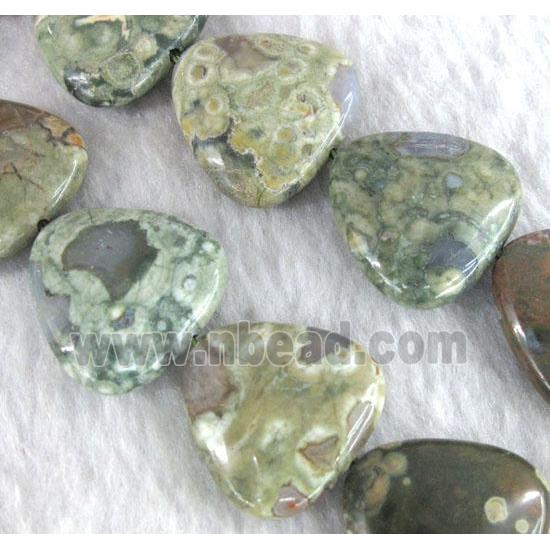 natural Rhyolite Jasper bead, triangle, green
