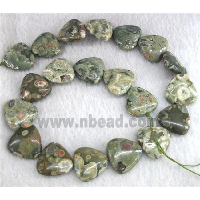 natural Rhyolite Jasper bead, triangle, green