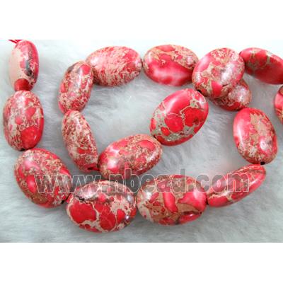 Sea Sediment Beads, flat oval, pink